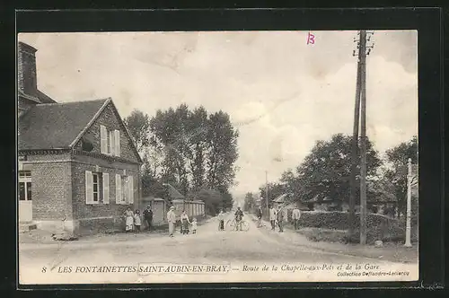 AK Saint-Aubin-en-Bray, Route de la Chapelle-aux-Pots et de la Gare