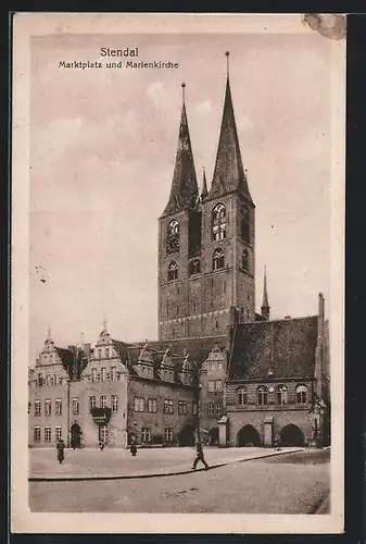 AK Stendal, Marktplatz & Marienkirche