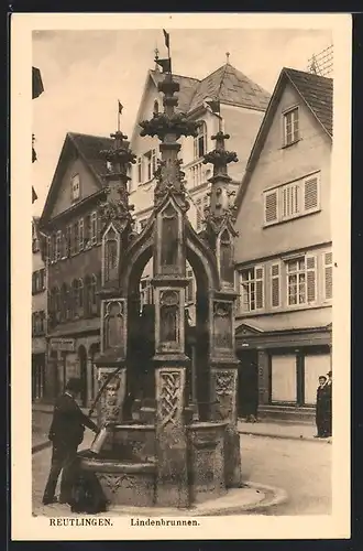 AK Reutlingen, Partie am Lindenbrunnen