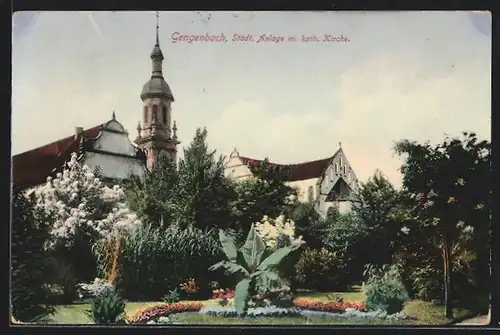 AK Gengenbach, Städt. Anlage mit kath. Kirche