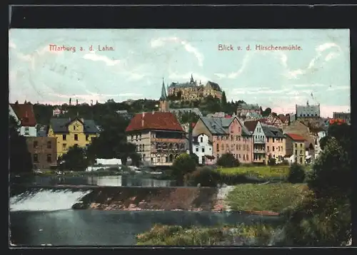 AK Marburg a. d. Lahn, Blick v. d. Hirschenmühle