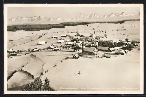 AK Höchenschwand /Schwarzwald, Ortsansicht im Winter vom Flugzeug aus
