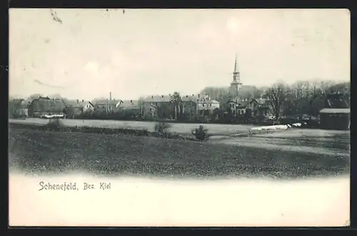 AK Schenefeld /Bez. Kiel, Ortsansicht mit Kirche