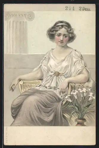 Lithographie E. Aufrère, Paris, Frauentyp der Antike