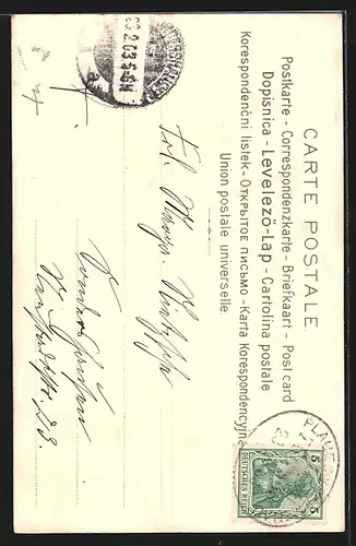 AK Maid mit Blumen im Haar, Jugendstil