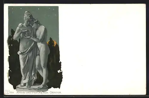Künstler-Lithographie Amor und Psyche von Canova