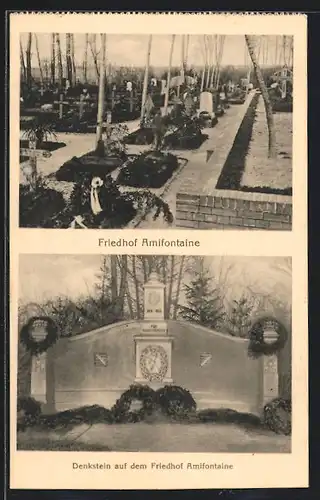 AK Amifontaine, Friedhof, Denkstein auf dem Friedhof