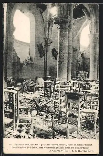 AK Saint-Hilaire, Le Eglise apres le bombardement