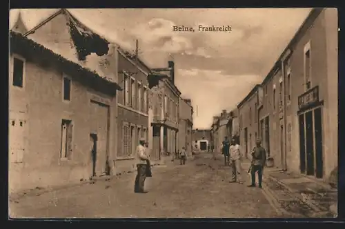 AK Beine, Strassenpartie mit Herren
