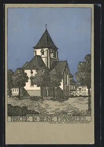 Künstler-AK Beine, Partie an der Kirche