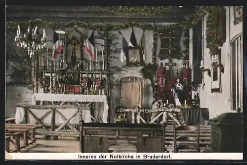 AK Bruderdorf, Innenansicht der Notkirche
