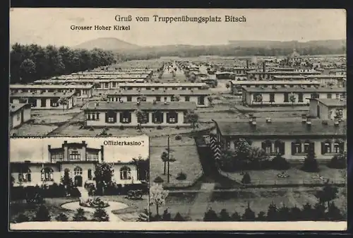 AK Bitsch, Gruss vom Truppenübungsplatz, Offizierkasino, Grosser Hoher Kirkel