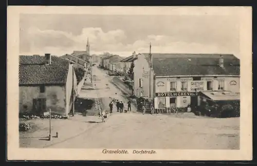 AK Gravelotte, Hotel du Cheval d`Or in der Dorfstrasse