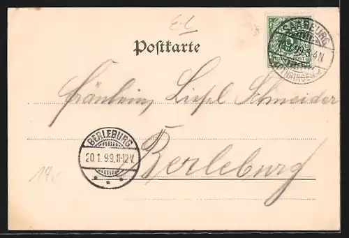 AK Saargemünd, Neubrückenstrasse mit Postamt