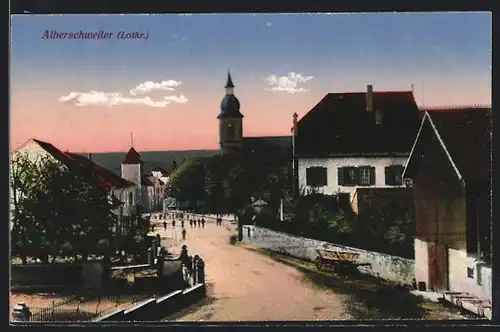 AK Alberschweiler, Ortspartie mit Kirchturm
