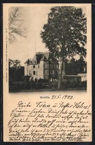 AK Urville, Blick von der Strasse auf ein Gebäude