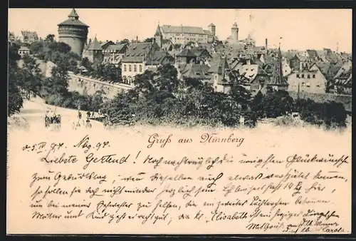 AK Nürnberg, Panorama der Stadt aus der Vogelschau