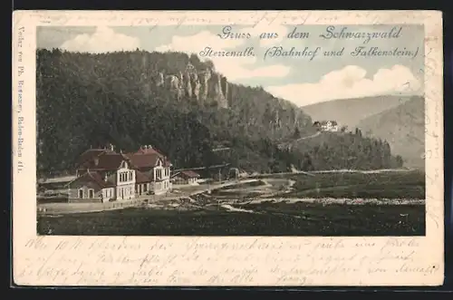 AK Herrenalb /Schwarzwald, Bahnhof und Falkenstein