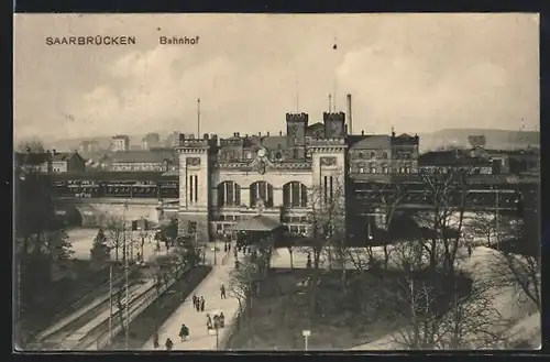 AK Saarbrücken, Der Bahnhof aus der Vogelschau