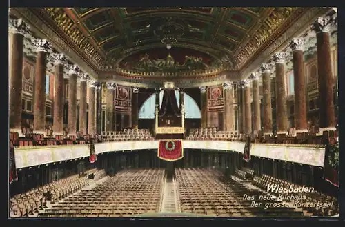 AK Wiesbaden, Das neue Kurhaus, Der grosse Konzertsaal