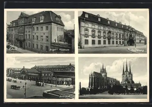 AK Erfurt, Anger-Museum, Bahnhof, Dom und St. Severikirche