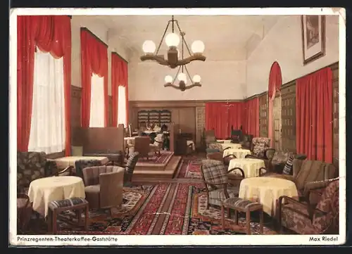 AK München, Prinzregenten-Theater, Inneres der Kaffee-Gaststätte