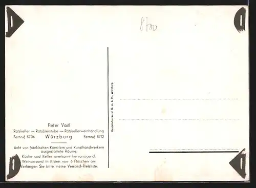 AK Würzburg, Gasthaus Ratskeller, Ratsbierstube, Peter Vaitl