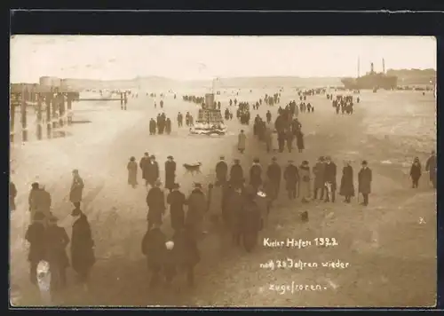 AK Kiel, Kieler Hafen nach 30 Jahren 1922 wieder zugefroren