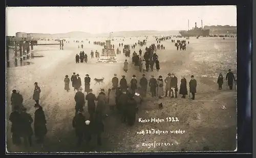 AK Kiel, Kieler Hafen nach 30 Jahren 1922 wieder zugefroren