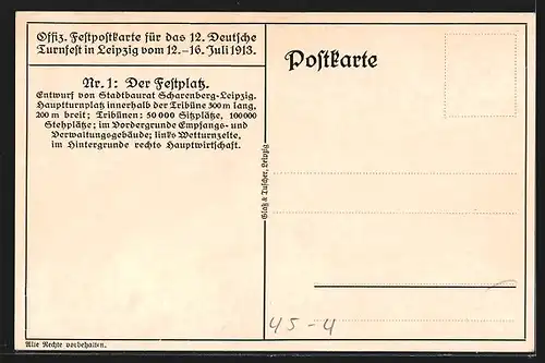 Künstler-AK J. Klemm: Leipzig, 12. Deutsches Turnfest 1913, Festplatz