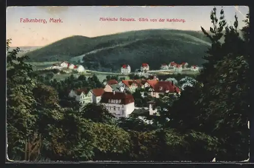 AK Falkenberg, Märkische Schweiz, Blick von der Karlsburg