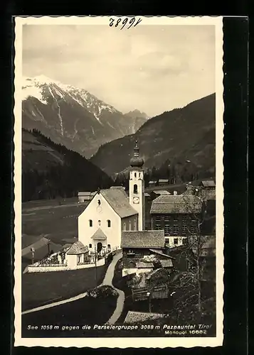 AK See /Paznauntal, an der Kirche mit Blick gegen die Parseiergruppe