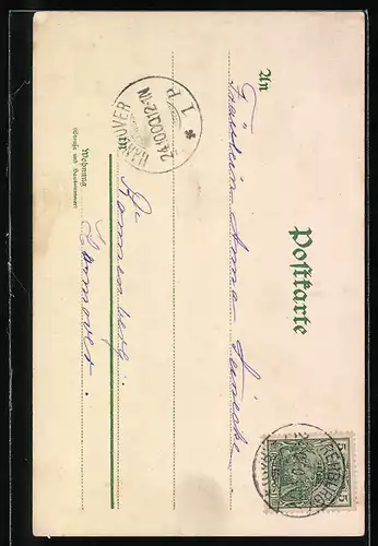 AK Hand mit Brief und Kleeblatt