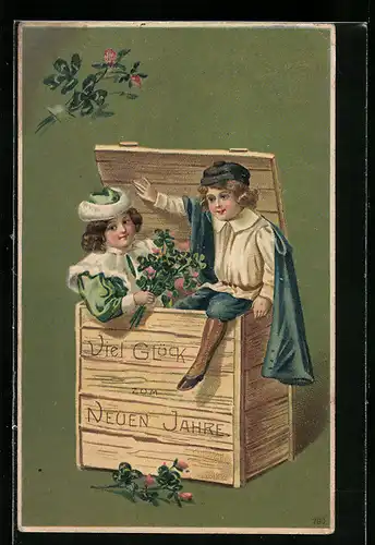 AK Kinder in einer Kiste zu Neujahr