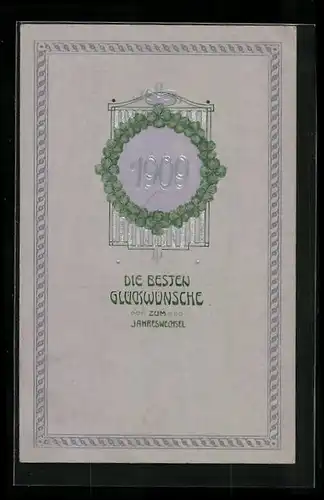 AK Jahreszahl 1909 mit Kleeblättern