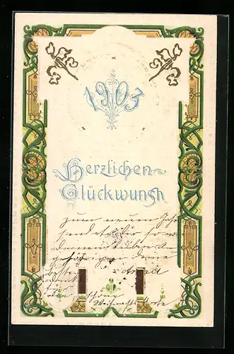 AK Jahreszahl 1903, Herzlichen Glückwunsch