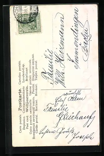 AK Neujahrsgrüsse, Mädchen am Kalender