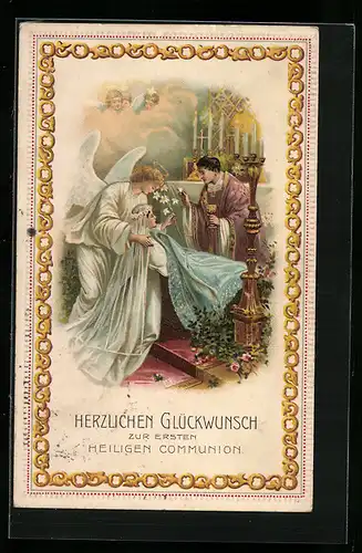 AK Engel, Mädchen bei der Kommunion