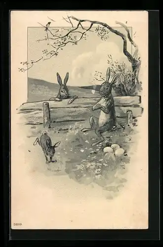 AK Osterhase sitzen im Grünen