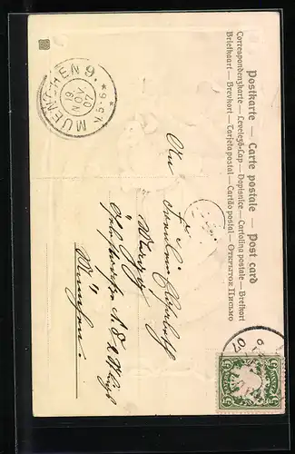 AK Mädchen mit Blumenkranz zum Namenstag