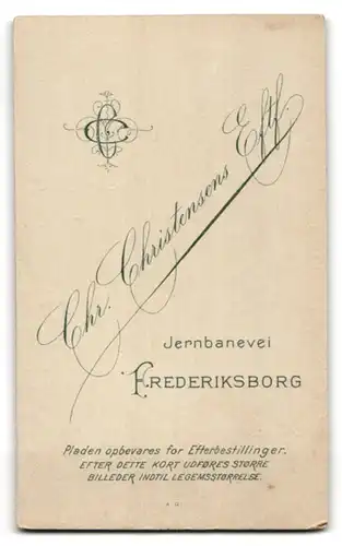 Fotografie Chr. Christensens Eftf., Frederiksborg, Junger Herr im Anzug mit Fliege