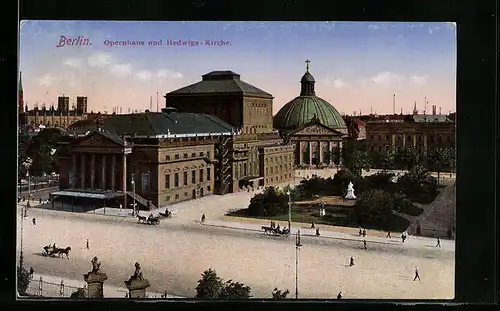 AK Berlin, Opernhaus und Hedwigskirche aus der Vogelschau