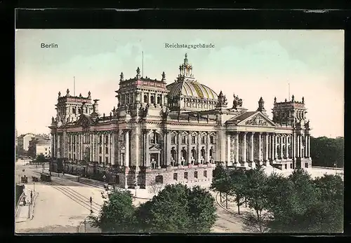 AK Berlin-Tiergarten, Blick auf das Reichstagsgebäude