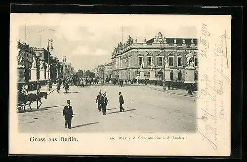 AK Berlin, Blick v. d. Schlossbrücke n. d. Linden