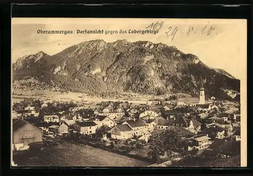 AK Oberammergau, Ortsansicht gegen Labergebirge