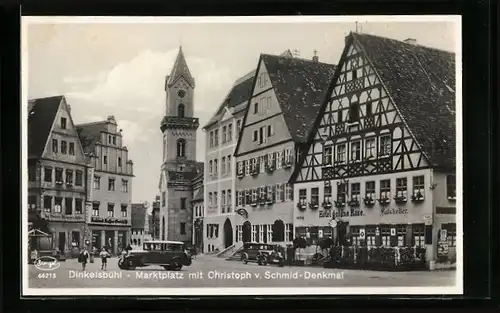 AK Dinkelsbühl, Marktplatz mit Christoph v. Schmid-Denkmal