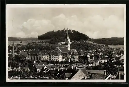 AK Tuttlingen, Ortsansicht mit Ruine Honburg