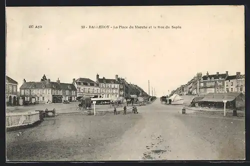 AK Balleroy, La Place du Marché et la Rue du Sapin