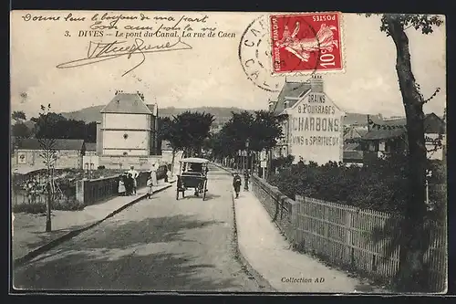 AK Dives, Le pont du Canal, La Rue de Caen