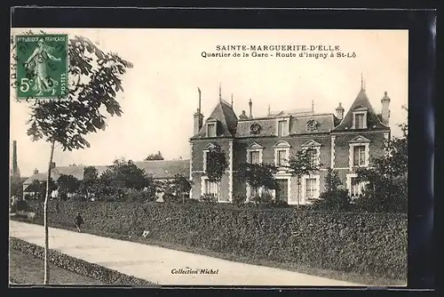 AK Sainte-Marguerite-d`Elle, Quartier de la Gare, Route d`Isigny à St-Lô